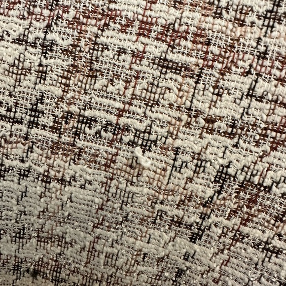 W5 Womens Top Small Tan Tweed 3/4 Sleeve Office Career Light Fringe Back Zip - Picture 3 of 4